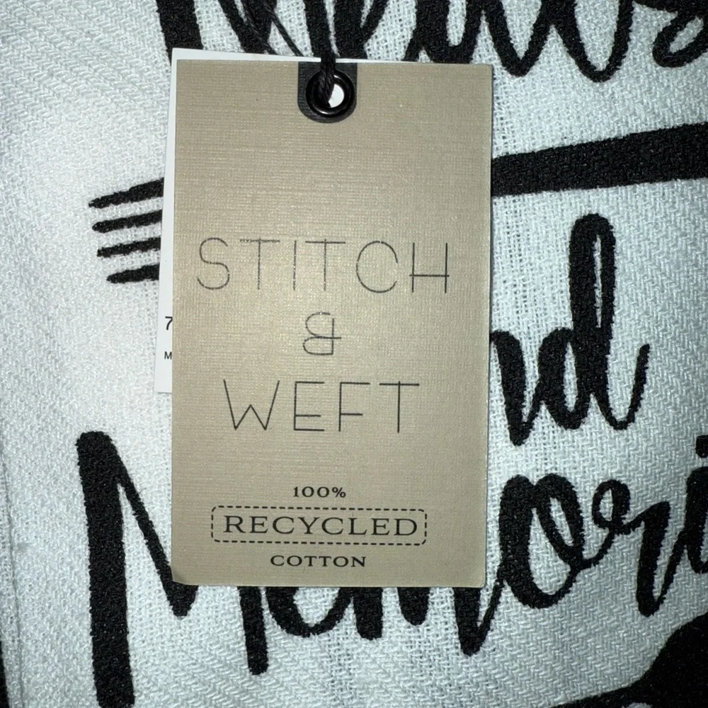 Stitch & Weft 2 Pack Kitchen Towels Dish Hand black white stripe Recycled Cotton